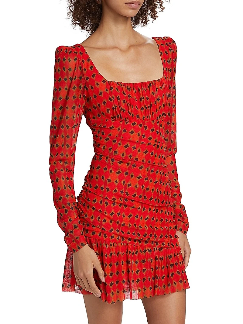 Krista Geometric Square-Neck Minidress