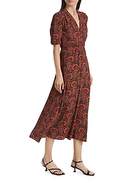 Isla Printed Short-Sleeve Midi-Dress