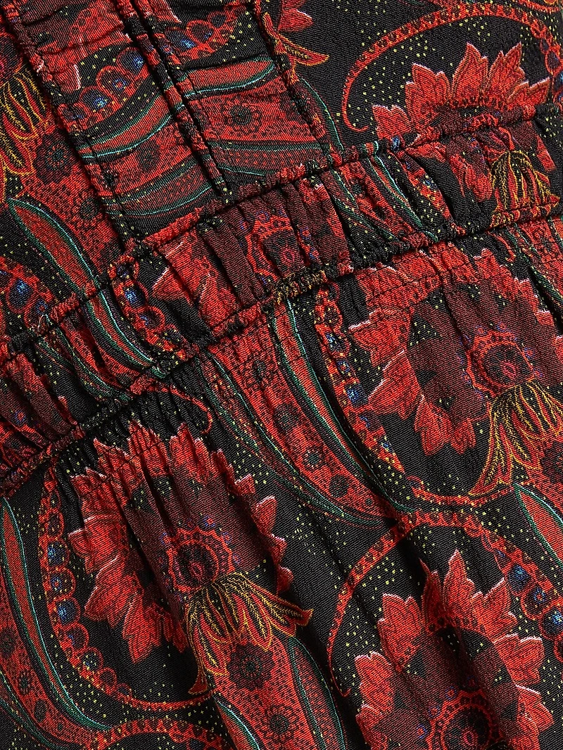 Isla Printed Short-Sleeve Midi-Dress