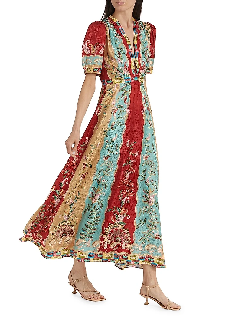 Tabitha Printed Silk Maxi Dress