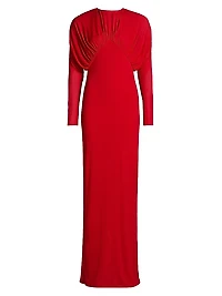 Vernest Gathered Long Sleeve Gown