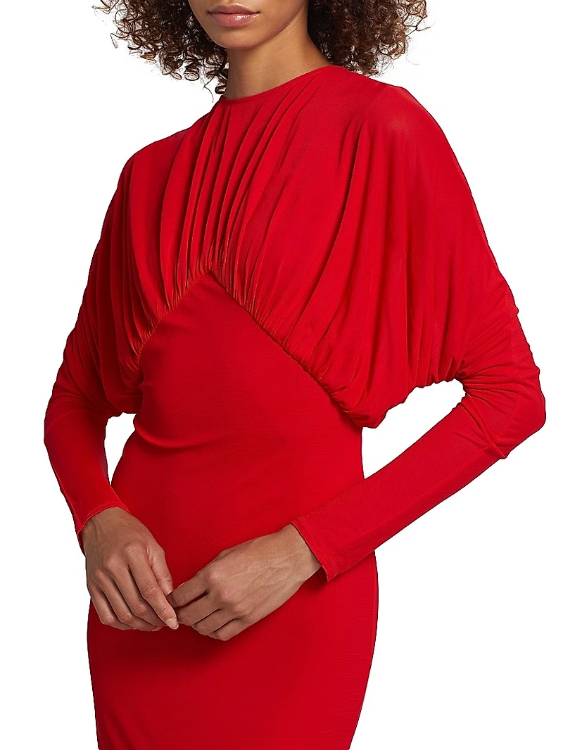 Vernest Gathered Long Sleeve Gown