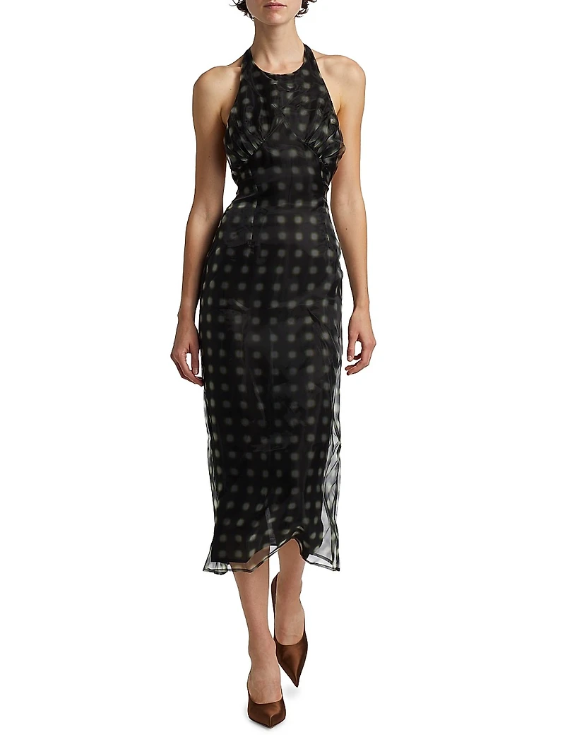 Zita Polka Dot Halter Midi-Dress
