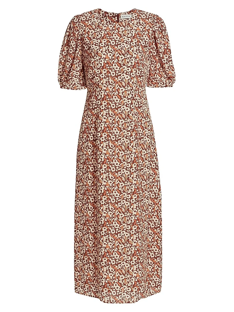 Wanda Floral Short-Sleeve Midi-Dress