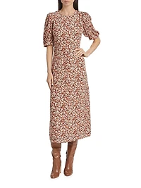 Wanda Floral Short-Sleeve Midi-Dress