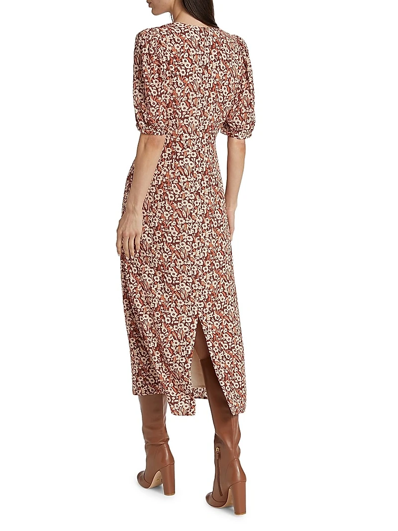Wanda Floral Short-Sleeve Midi-Dress