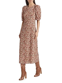 Wanda Floral Short-Sleeve Midi-Dress