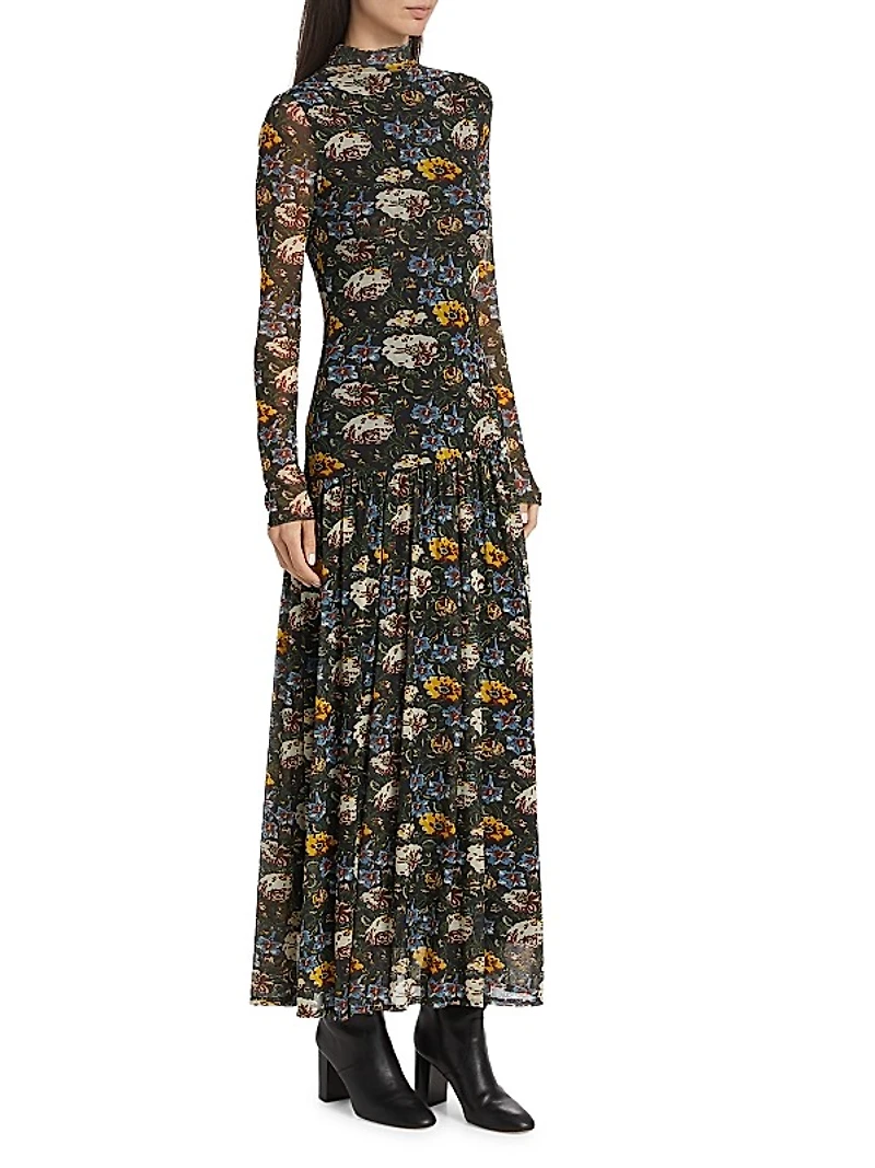 Mirabelle Floral Long-Sleeve Maxi-Dress