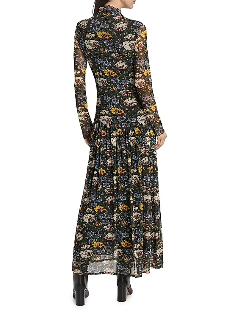 Mirabelle Floral Long-Sleeve Maxi-Dress