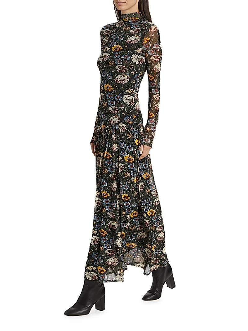 Mirabelle Floral Long-Sleeve Maxi-Dress
