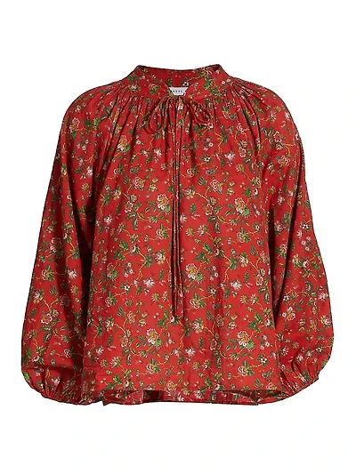 Rafael Floral Cotton Self-Tie Top