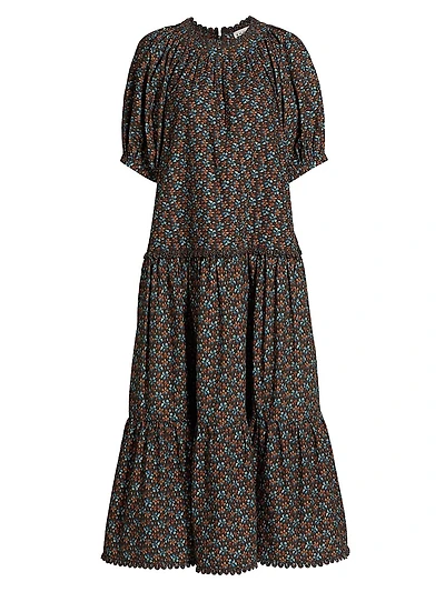 Aderyn Floral Short-Sleeve Midi-Dress