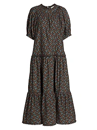 Aderyn Floral Short-Sleeve Midi-Dress