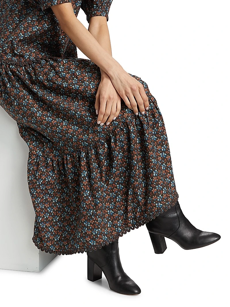 Aderyn Floral Short-Sleeve Midi-Dress