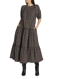 Aderyn Floral Short-Sleeve Midi-Dress