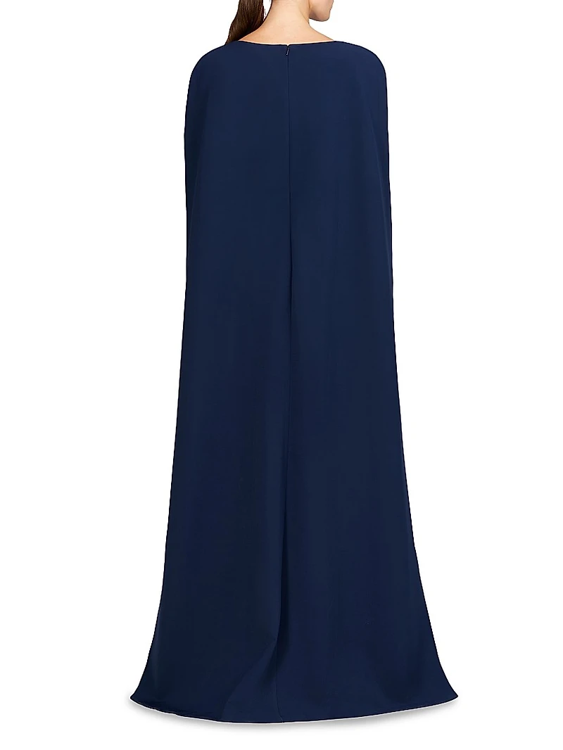 Alexandria Embellished Crepe Cape Gown