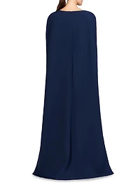 Alexandria Embellished Crepe Cape Gown