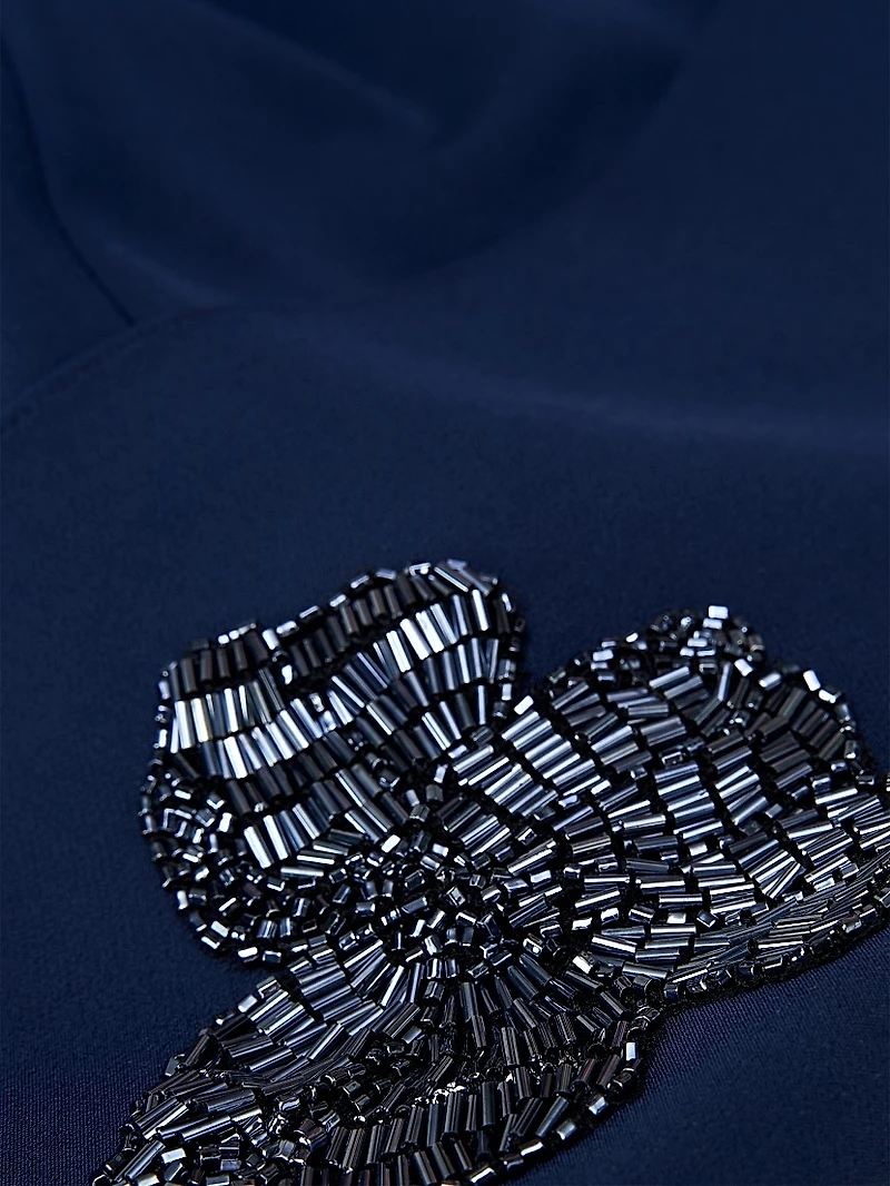 Alexandria Embellished Crepe Cape Gown