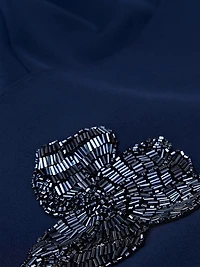 Alexandria Embellished Crepe Cape Gown