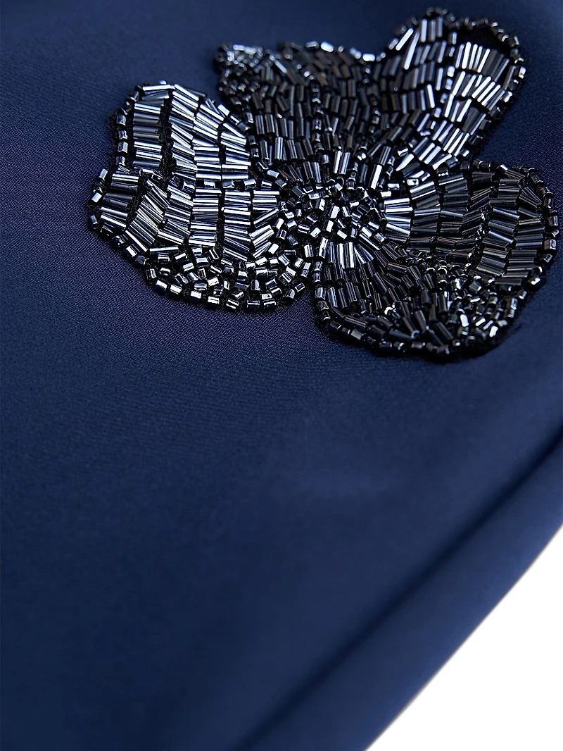 Alexandria Embellished Crepe Cape Gown