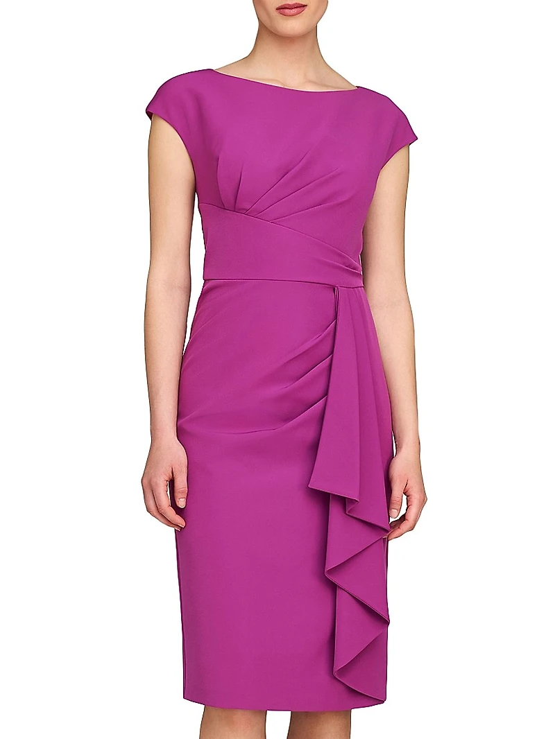 Linden Draped Crepe Cocktail Dress