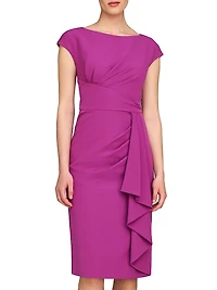 Linden Draped Crepe Cocktail Dress