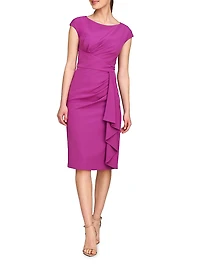 Linden Draped Crepe Cocktail Dress