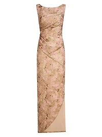 Felix Metallic Abstract Jacquard Column Gown