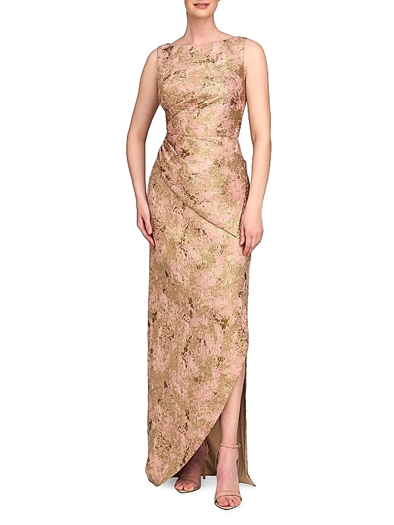 Felix Metallic Abstract Jacquard Column Gown