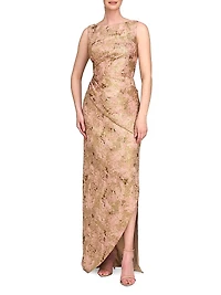 Felix Metallic Abstract Jacquard Column Gown