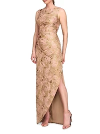 Felix Metallic Abstract Jacquard Column Gown