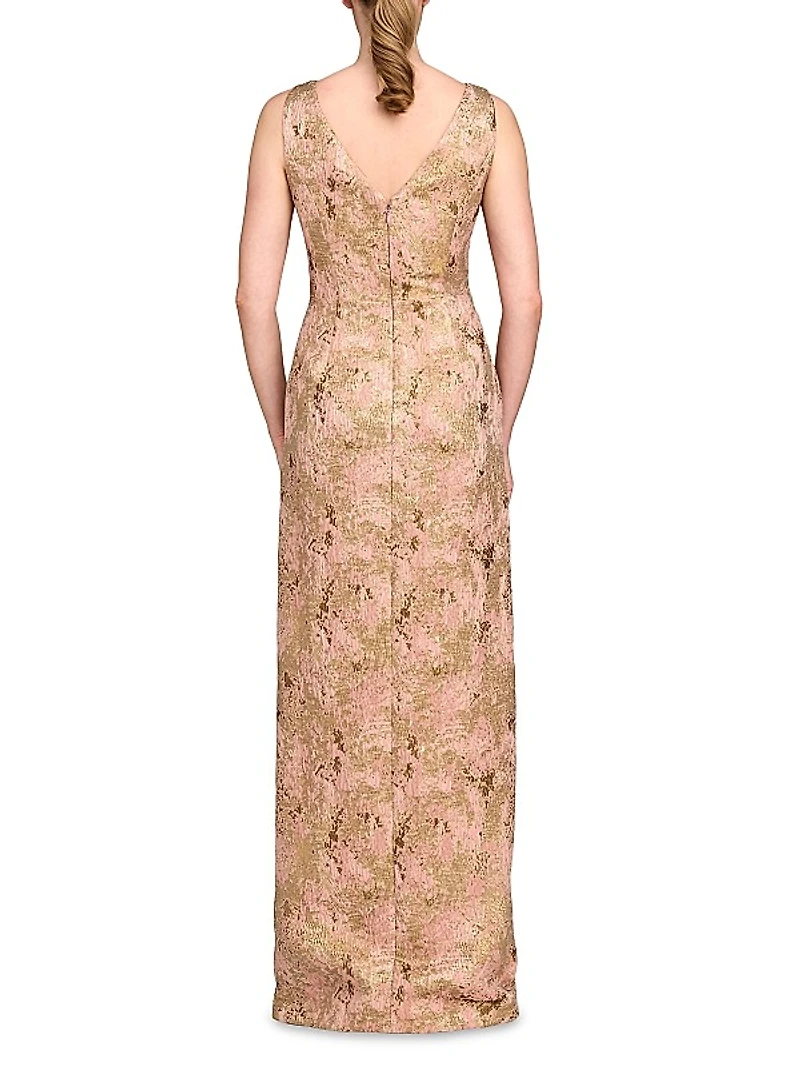 Felix Metallic Abstract Jacquard Column Gown