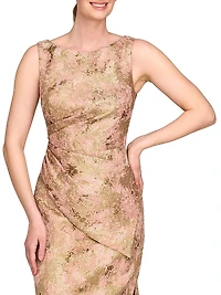 Felix Metallic Abstract Jacquard Column Gown