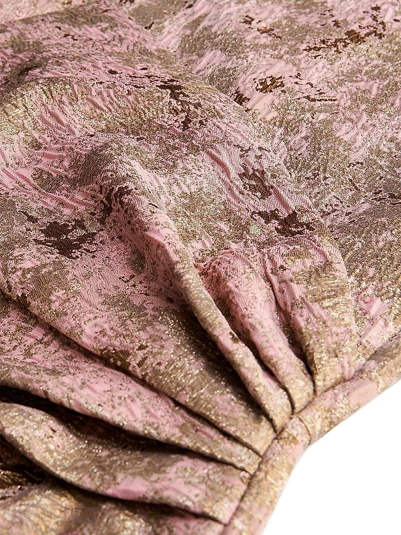 Felix Metallic Abstract Jacquard Column Gown