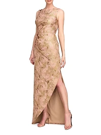 Felix Metallic Abstract Jacquard Column Gown