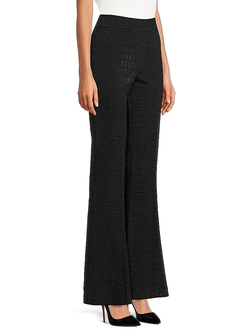 Jacquard Stretch Flared Pants
