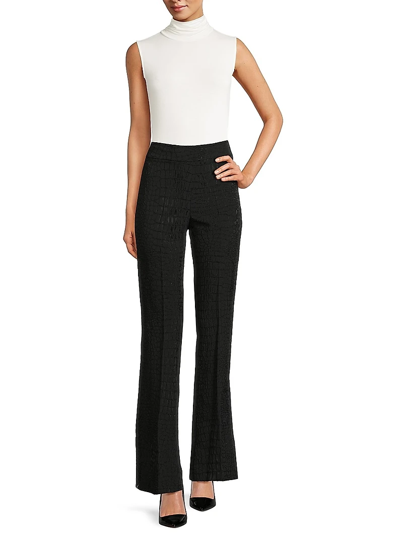 Jacquard Stretch Flared Pants