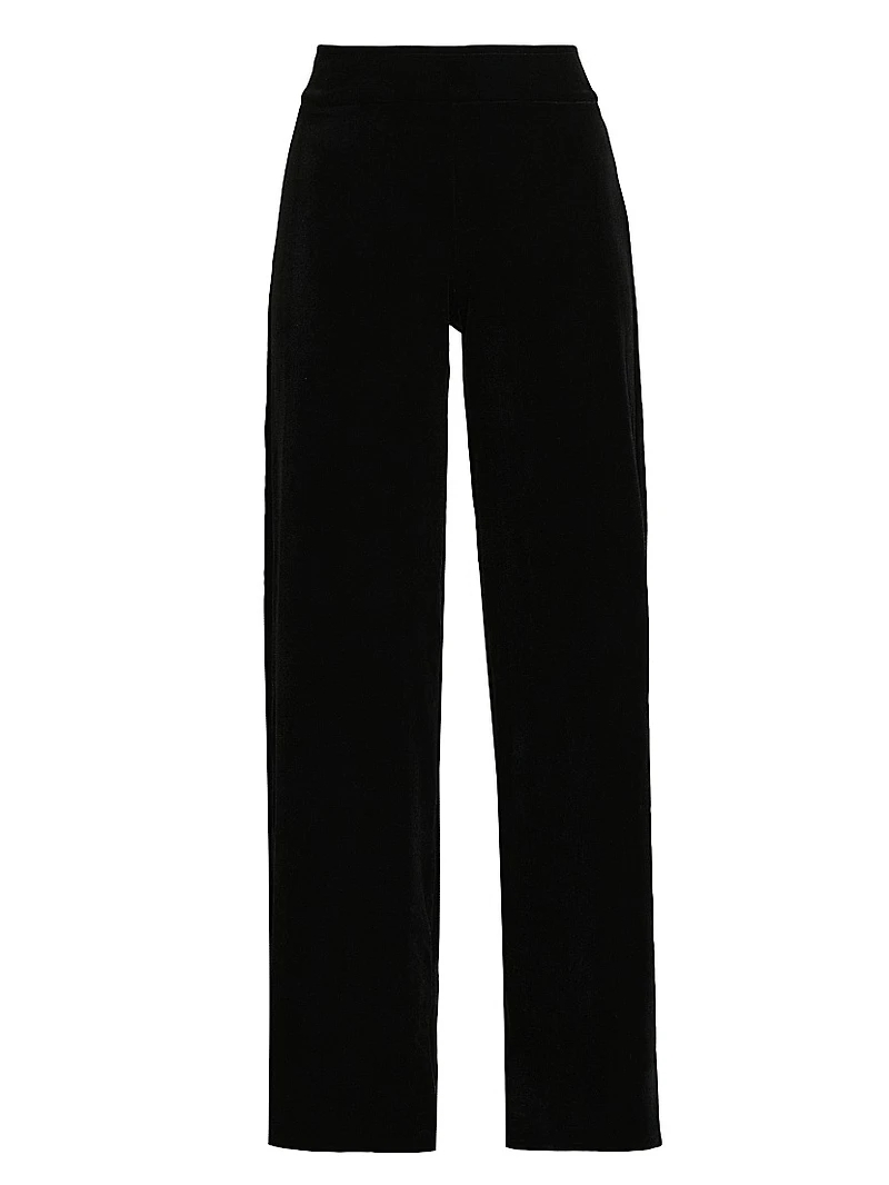 Velvet Stretch Wide-Leg Pants