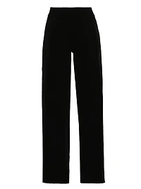 Velvet Stretch Wide-Leg Pants