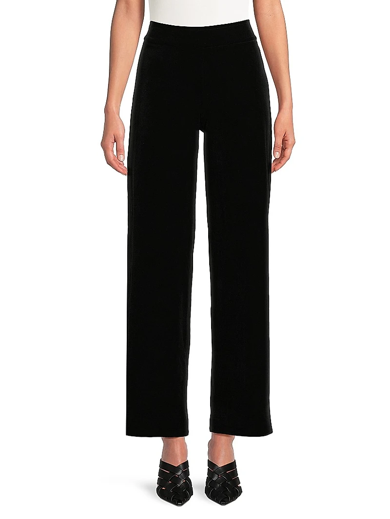 Velvet Stretch Wide-Leg Pants