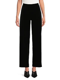 Velvet Stretch Wide-Leg Pants