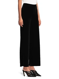 Velvet Stretch Wide-Leg Pants