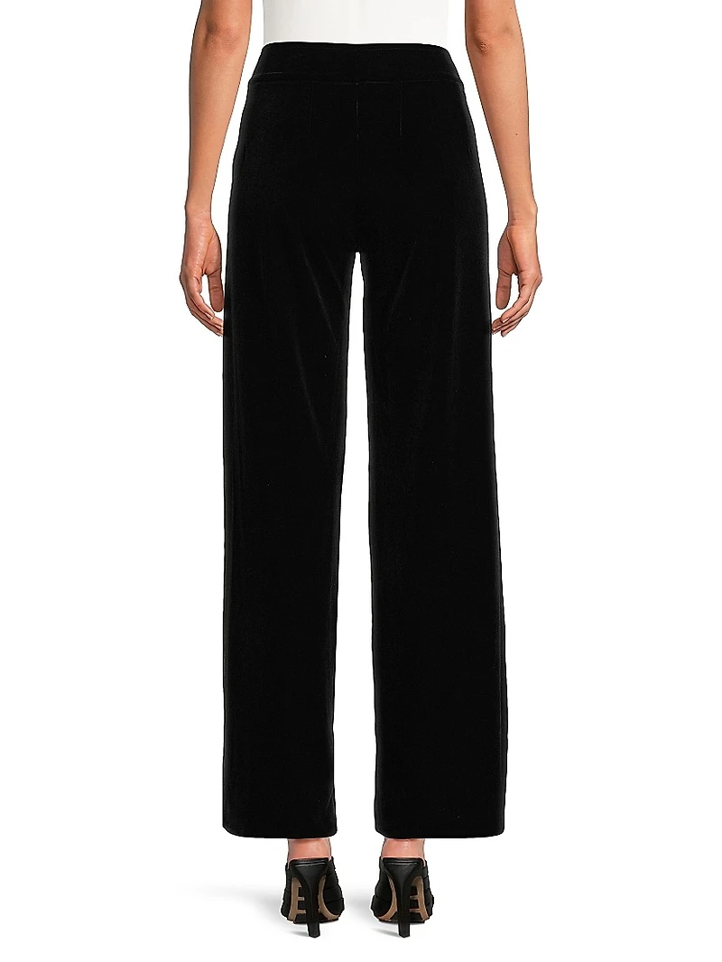Velvet Stretch Wide-Leg Pants