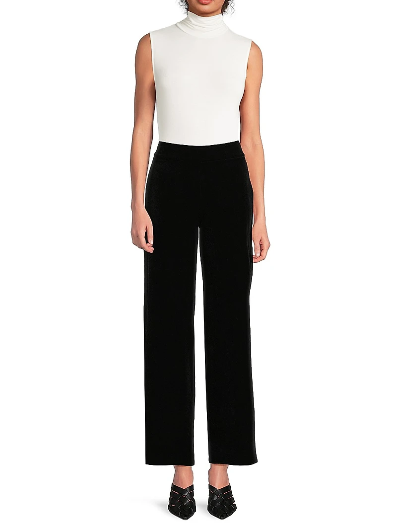 Velvet Stretch Wide-Leg Pants