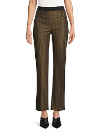 Double-Waist Striped Flare Pants