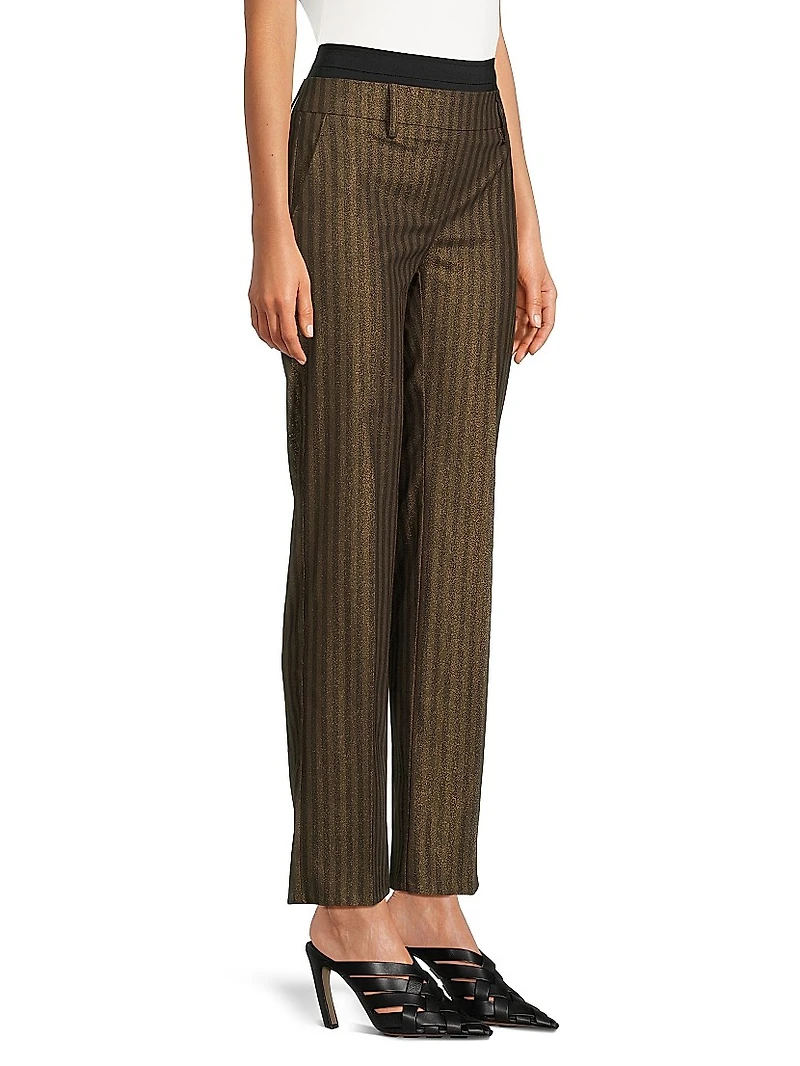Double-Waist Striped Flare Pants