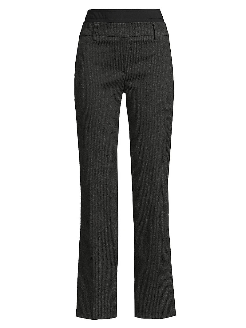 Double-Waist Ribbed Flare Pants