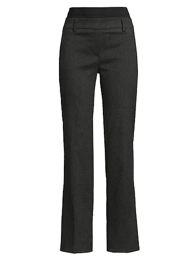 Double-Waist Ribbed Flare Pants