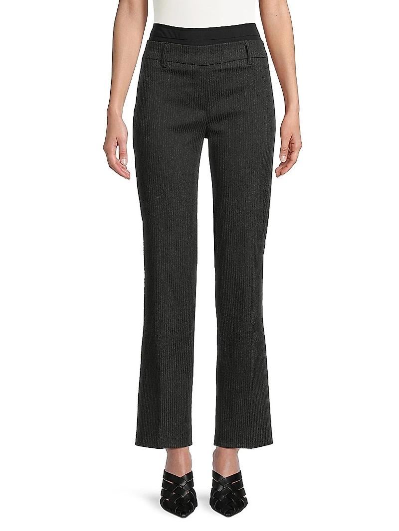 Double-Waist Ribbed Flare Pants