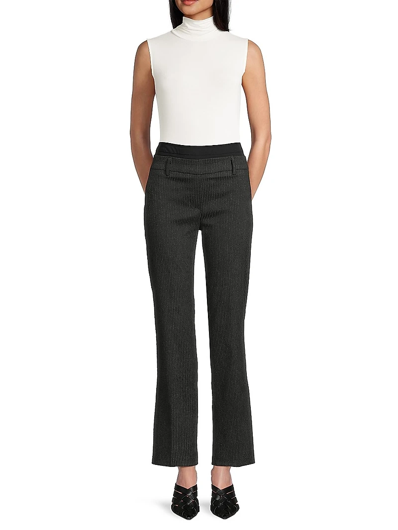 Double-Waist Ribbed Flare Pants